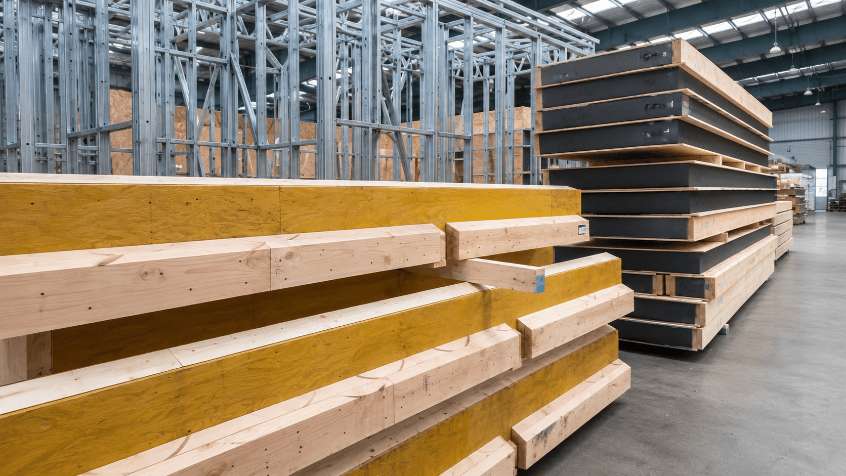 Painéis SIP utilizados em construção industrializada.